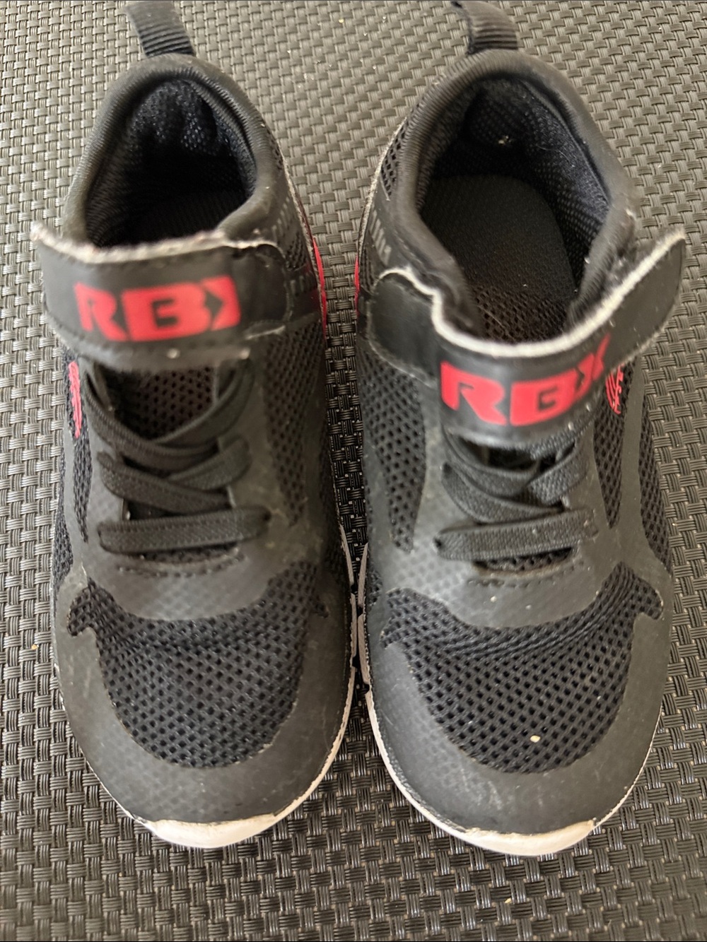 RBX Black and Red Kids Sneakers with Hook-and-Loop Strap